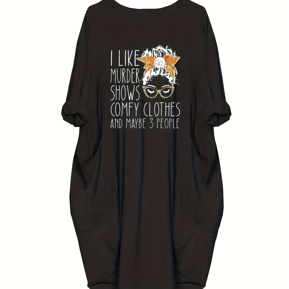  Women's Casual Cartoon Print Baggy Dress