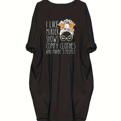  Women's Casual Cartoon Print Baggy Dress
