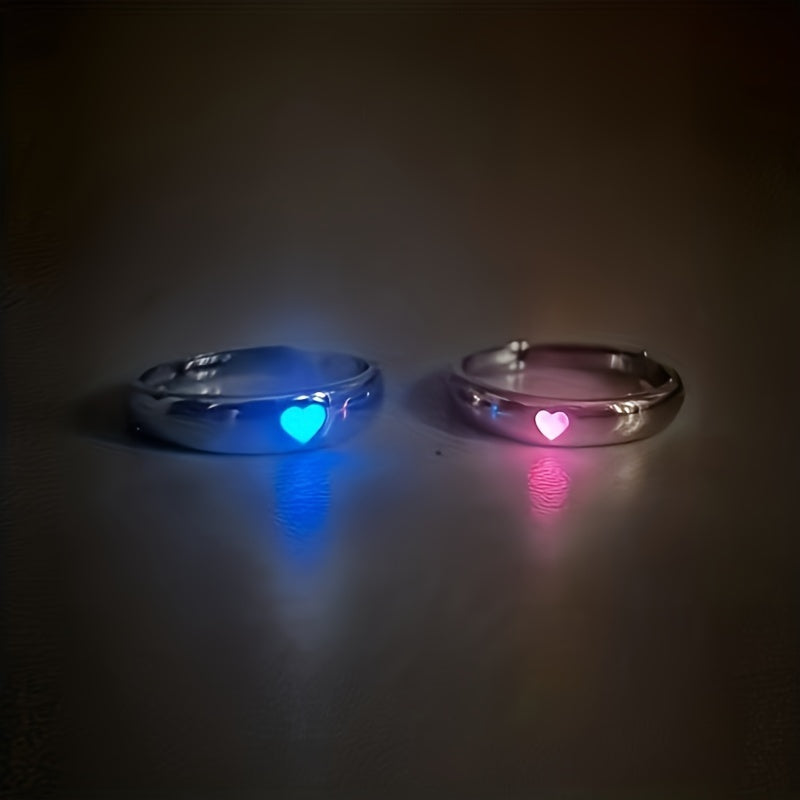 Love Luminous Ring Live Mouth Adjustable Couple Ring