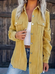  Corduroy Button Up Long Sleeve Shacket