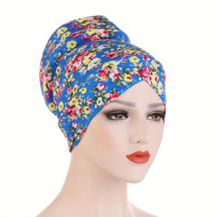 Leopard Flower Print Turban Hijab Cap Vintage Head Scarf Ramadan Head Wrap