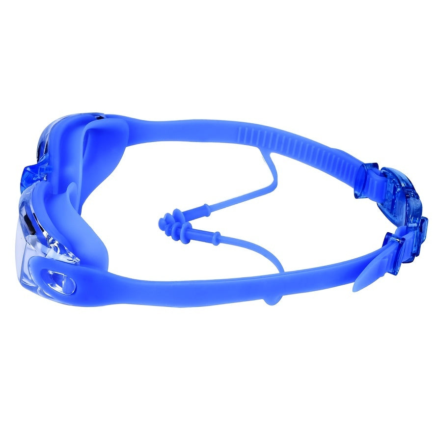 HD Waterproof Swim Goggles w/ Earplugs Ideal for Myopia & Transparent Swimming