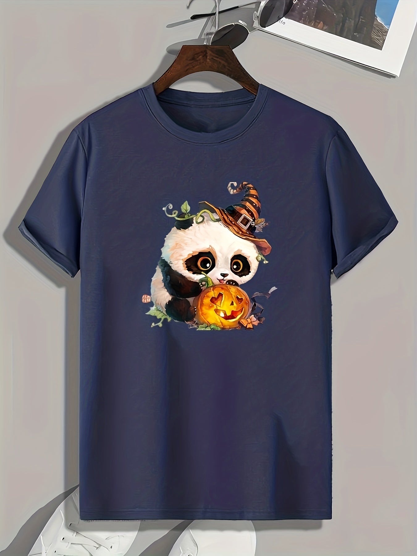 Panda Print Men's Graphic T-shirt for Summer