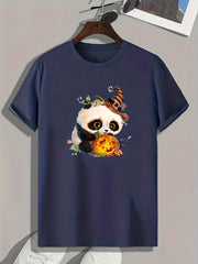 Panda Print Men's Graphic T-shirt for Summer
