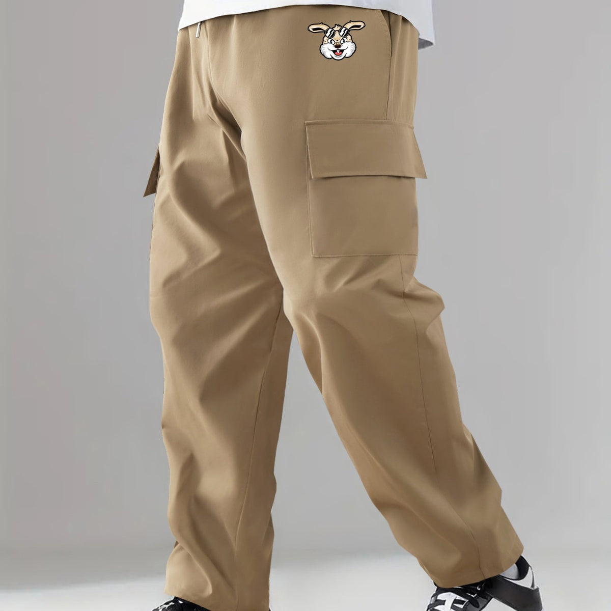 Pattern & Letter Print Men's Cargo Pants