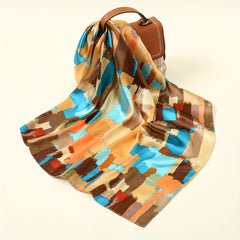Geometric Tie Dye Silk Head Scarf Satin Wrap Bandana for Sleeping