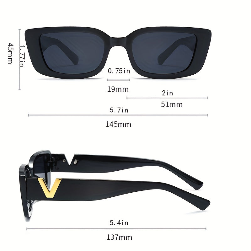 Men's Retro Rectangle Frame Sunglasses UV 400 Protection