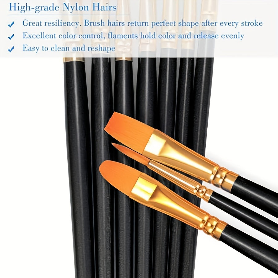 20 Round Nylon Hair Paint Brushes Set for Acrylic & Watercolor