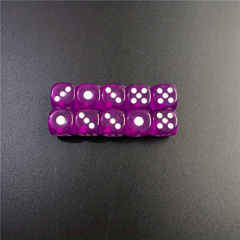 10pcs Acrylic Dice Set for Bar KTV Entertainment 12mm Hexahedron Dice