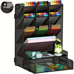 Desk Pen Organizer with Drawer Wall Mount Holder