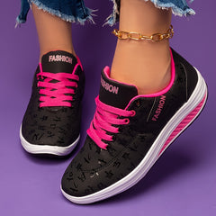 Women's Platform Wedge Walking Shoes Lace Up Sneakers
