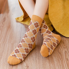 Flower Pattern Socks College Style All match Comfy Socks Women's