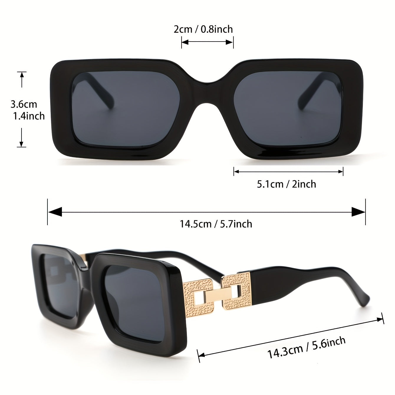 Rectangle Sunglasses Retro UV400 Sun Shades For Women Men