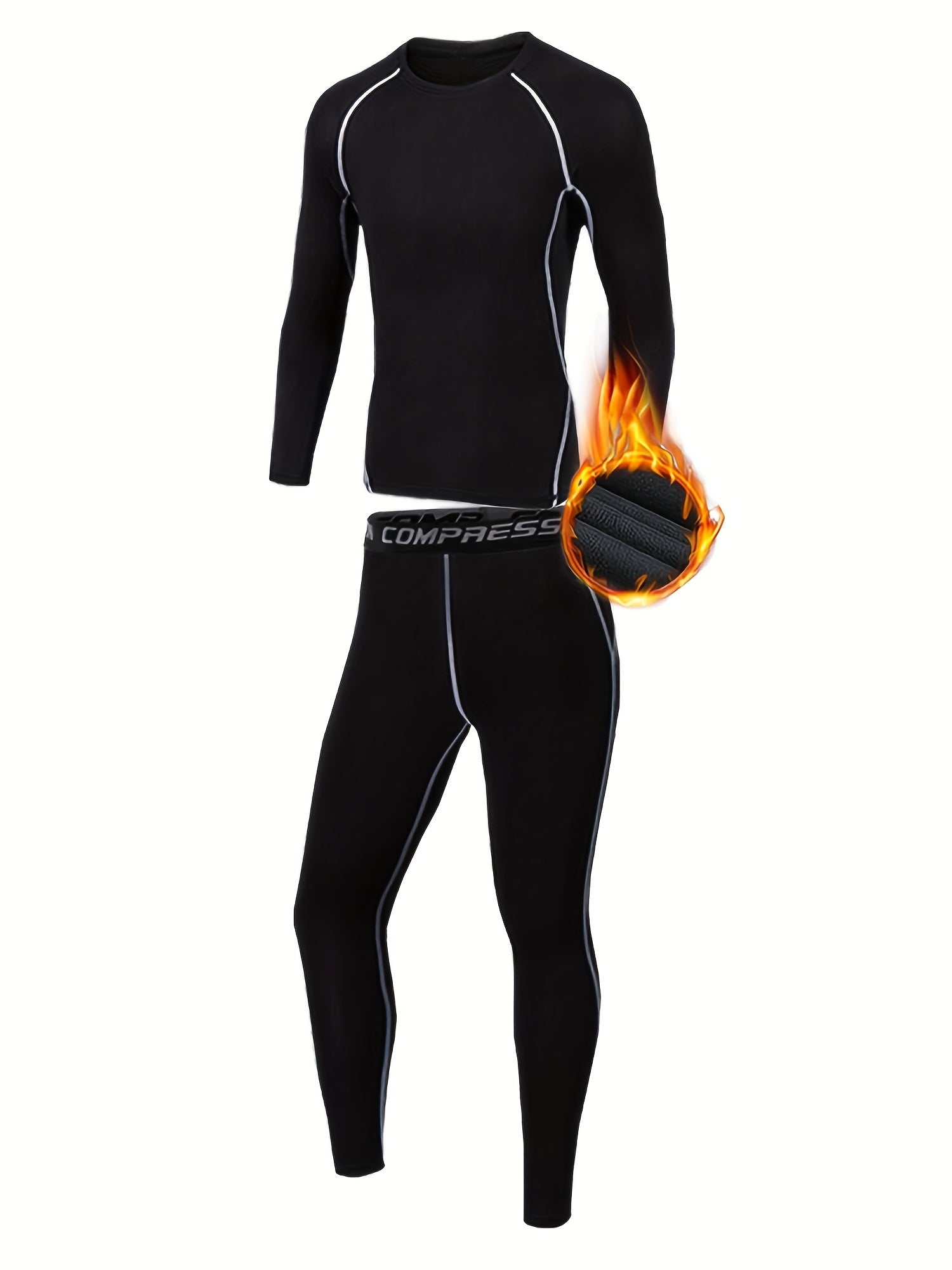 Boys Sports Training Outfits Plus Fleece Thermal Top - Quick Drying