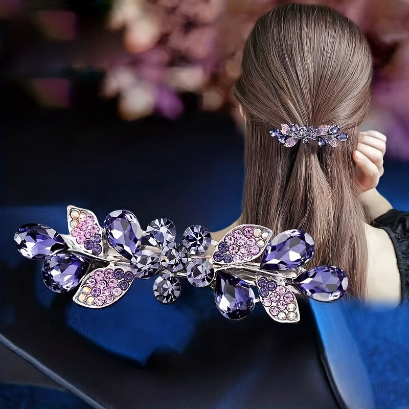 Leaf & Rhinestone Hair Clip Shining Barrette Headwear Hair Accessory