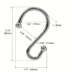 12pcs Nickel Shower Curtain Hooks Rust Proof Shower Curtain Rings Silver