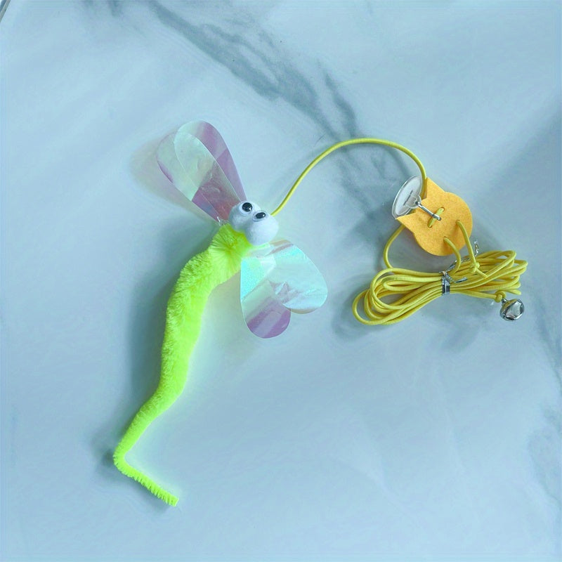 Interactive Hanging Door Cat Teaser Toy with Feather Graphic