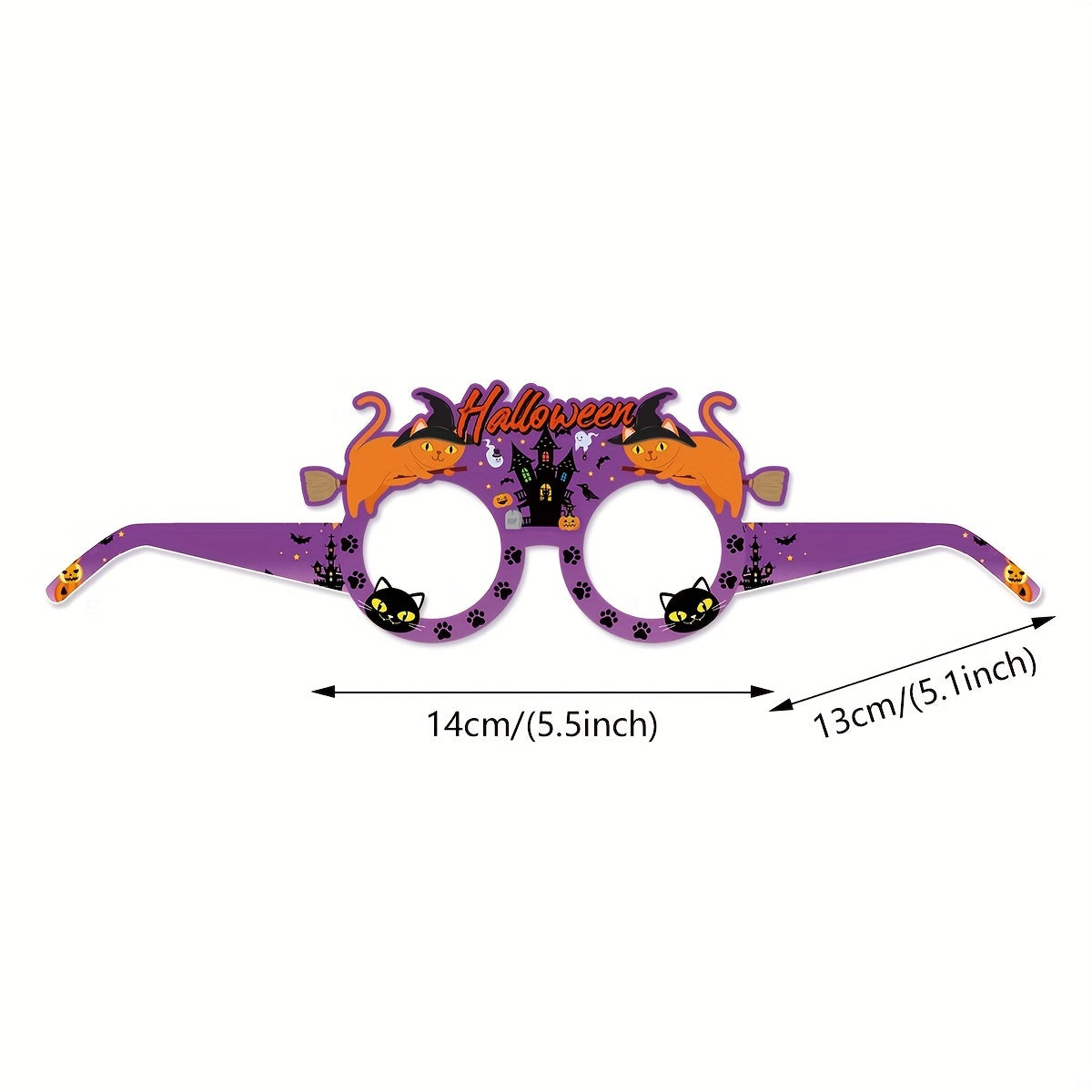 6PCS Halloween Party Decorations Paper Glasses Pumpkin Spider Witch Prop