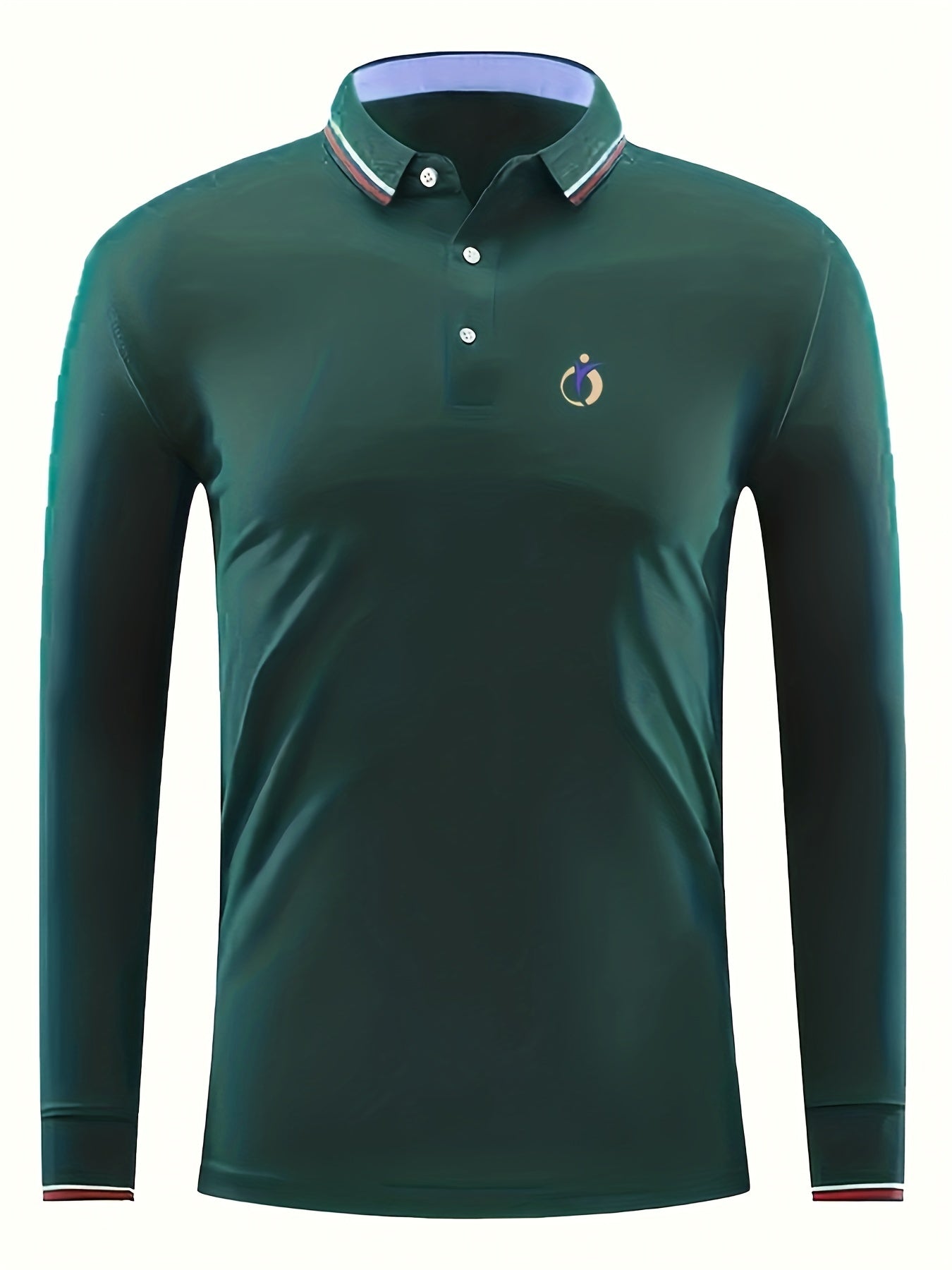 Men's Print Polo Shirt Casual Button Up Long Sleeve Shirt