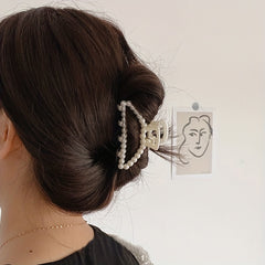 2pcs Faux Pearl Hair Claw Clip Nonslip Ponytail Holder Women Girls Hair Clip