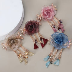 Silky Yarn Rose Flower Hair Clip for Prom and Parties