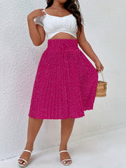  Dot Print High Rise Pleated Skirt