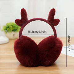 Women's Winter Plush Earmuffs with Cartoon Antlers
