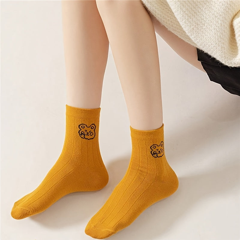 10 Pairs Cute Bear Print Socks for Women