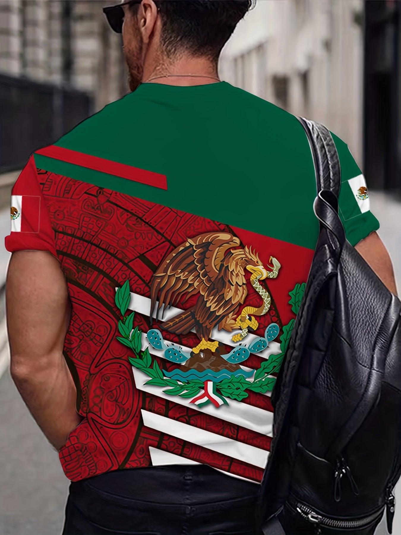 Mexico Eagle Holding Snake Print Men's Short Sleeve Novelty T shirt