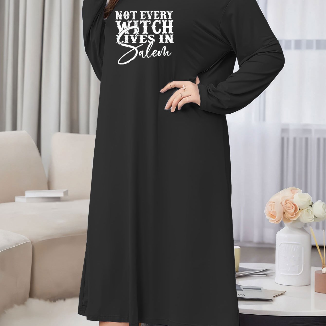  Halloween Casual Loungewear Dress Women's Plus Slogan Print