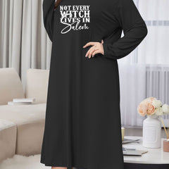  Halloween Casual Loungewear Dress Women's Plus Slogan Print