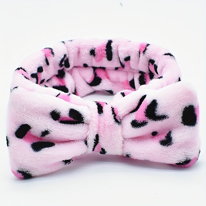 Soft Coral Fleece Bow Hair Band for Women