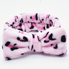 Soft Coral Fleece Bow Hair Band for Women