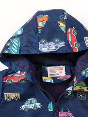Boys Teen Car Graphic Zipper Hooded Jacket Spring Fall