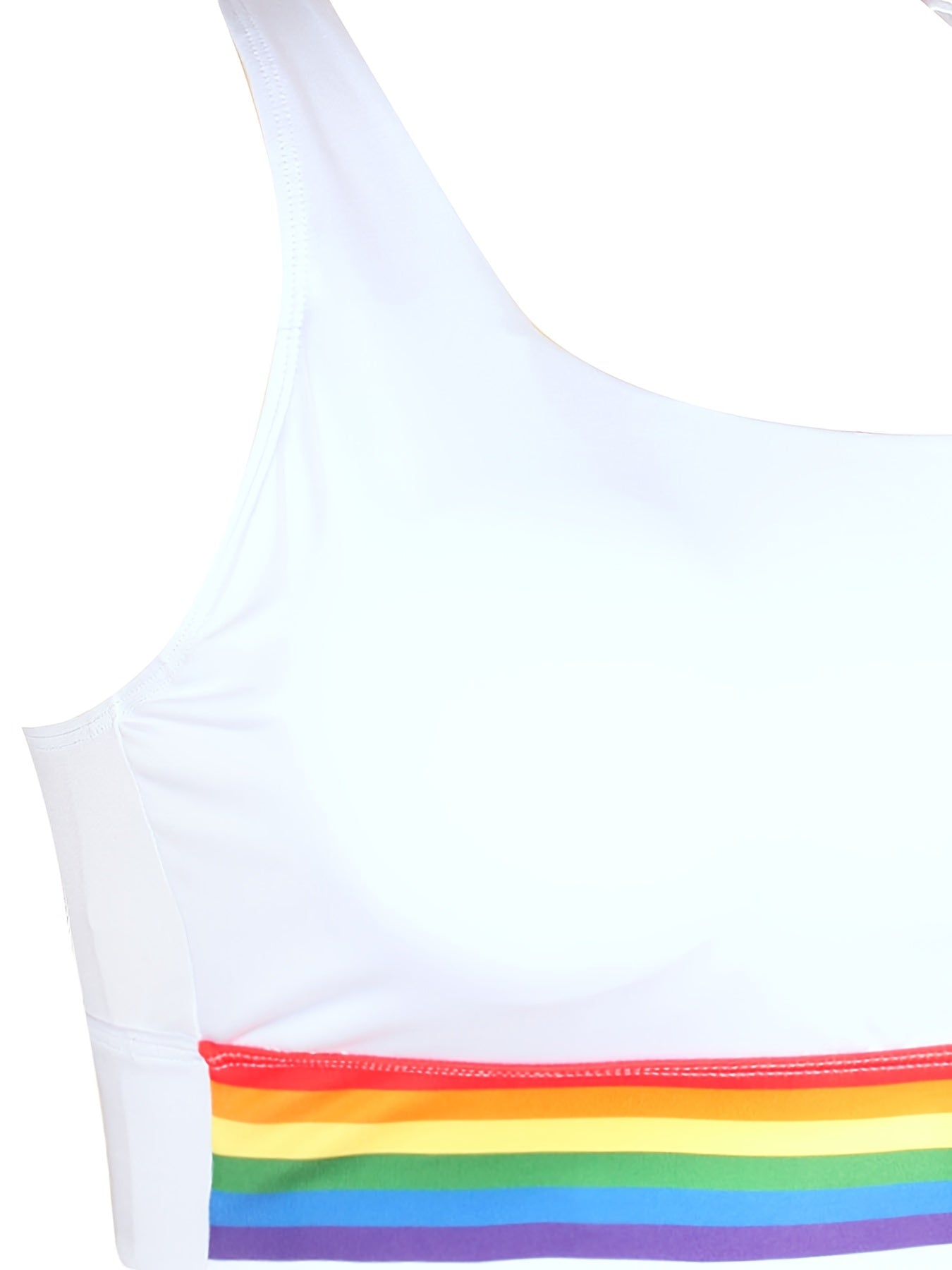  Rainbow Striped Sports Bra Racer Back Fitness Running Bra