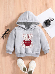 Bear Doll Print Baby Boys Hooded Sweatshirt