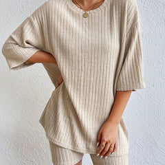  Casual Loungewear Set Short Sleeve Tee & Shorts Pajamas