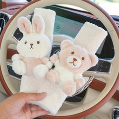 3D Car Seat Belt Cover Shoulder Protectors Plush Cartoon Insurance Covers