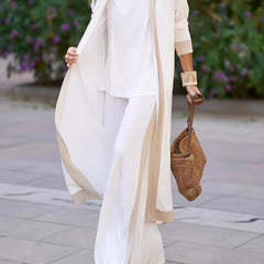  Women's Casual Striped Top & Wide Leg Pants Set