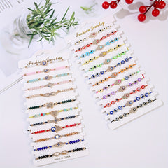12pcs Girls Teen Evil Eye Adjustable Bracelet Jewelry for Gift Party