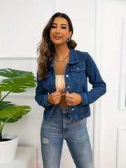 Trucker Jacket with Flap Pocket, Long Sleeves
