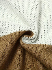  Colorblock Leopard Print V Neck Sweater