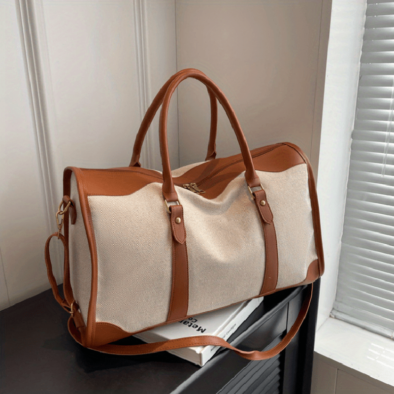 Canvas Travel Bag Retro Luggage Storage Women's Tote & Crossbody Bag