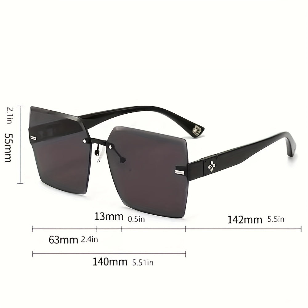 Square Rimless Sunglasses Clover Gradient UV400 Sun Shades For Summer Beach