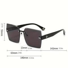 Square Rimless Sunglasses Clover Gradient UV400 Sun Shades For Summer Beach