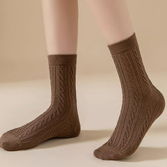 6 Pairs Twist Textured Mid Tube Socks Women's Stockings