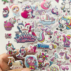 3D Unicorn Stickers 114 Designs Mixed Colors Puffy Sticker Bulk Sheets
