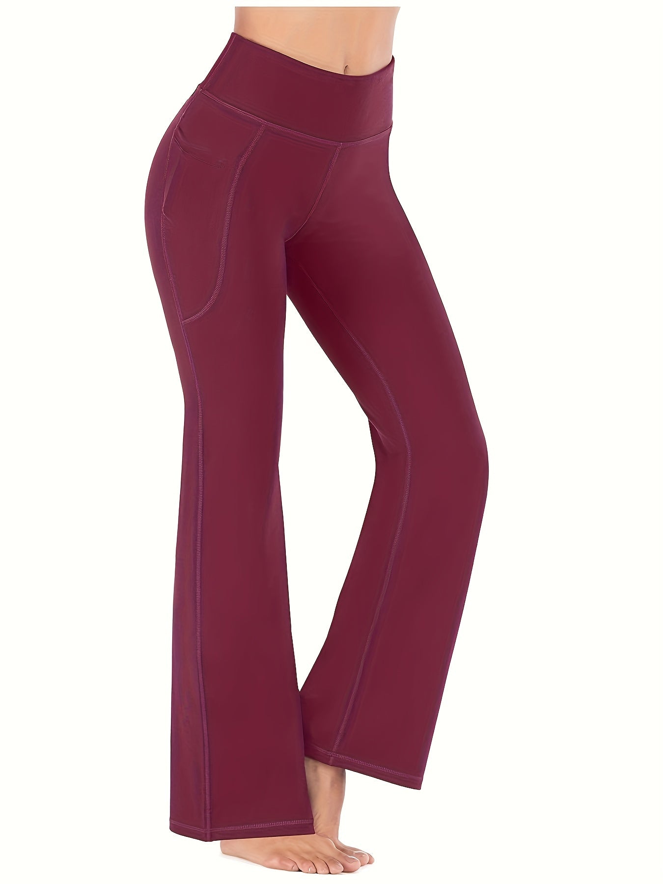 Women's Flare Leggings With Pockets Bootcut Yoga Pants High Waist Tummy Control