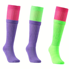 3 Pairs Colorblock Crew Socks Women's Stockings