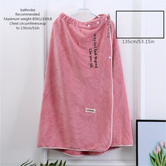 Embroidered Wearable Bath Towel for Adults - Absorbent Bathrobe